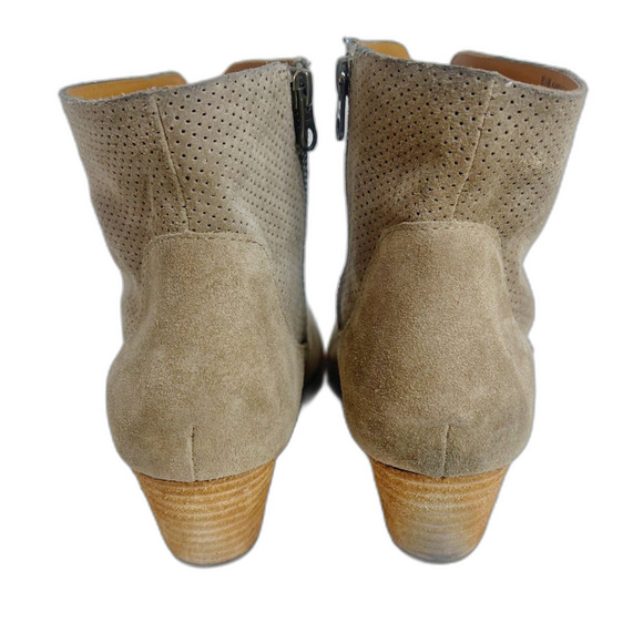 Kork-Ease Sherrill Booties Taupe Suede Ankle Boots Tan Leather Size 8.5 - Picture 5 of 12